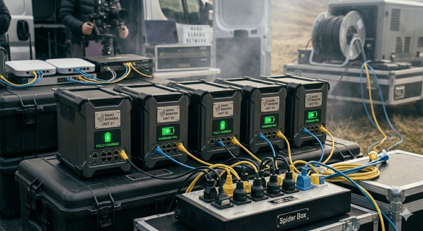 Mobile Powerstations auf Filmset